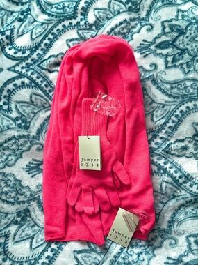 Jumper 1234 cashmere Pink Women's Scarf and Glove Set